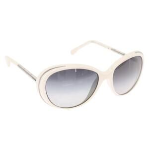 CHANEL Sunglasses plastic White CC Auth BA9081